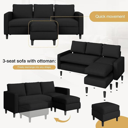 JAMFLY Sectional Sofa for Living Room, 3-Seat Reversible Couch - Image 4