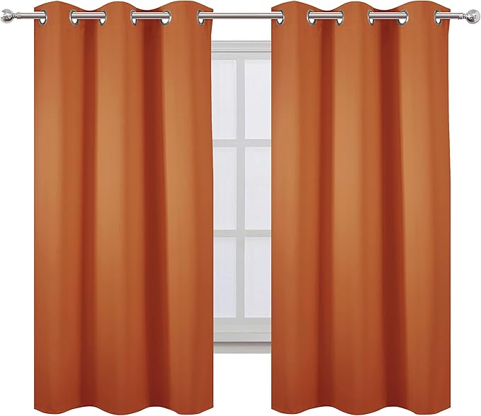 Orange Blackout Curtains 42 x 63 Inch Length/Set of 2 Curtain Panels/Thermal - Image 2