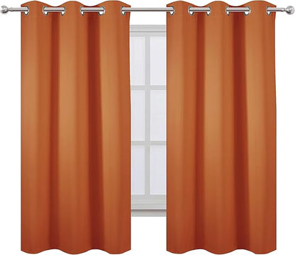 Orange Blackout Curtains 42 x 63 Inch Length/Set of 2 Curtain Panels/Thermal - Image 2