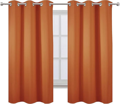 Orange Blackout Curtains 38 x 63 Inch Length/Set of 2 Curtain Panels/Thermal by Lemomo
