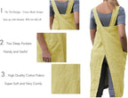 Women's Pinafore Square Apron Baking Cooking Gardening Works Cross Back Cotton/Linen Blend Dress with 2 Pockets