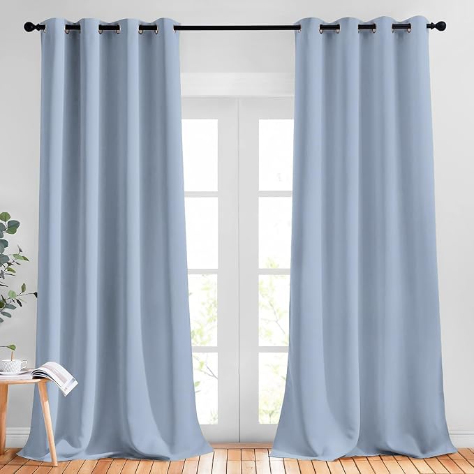 NICETOWN Vintage Blue Blackout Curtains 108 inches Long by NICETOWN