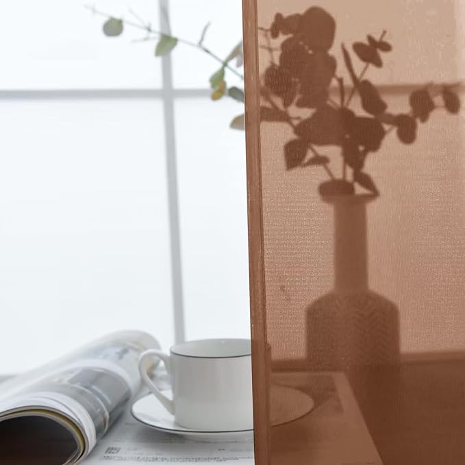 SpaceDresser Brown Sheer Curtains 4 Panels Rod Pocket Semi-Sheer Curtain 84 - Image 5