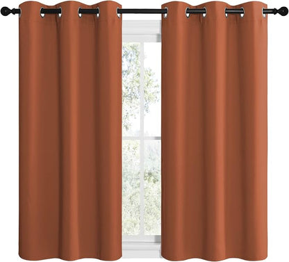 NICETOWN Bedroom Halloween Curtains 48 inches Long, Burnt Orange Privacy and - Image 2