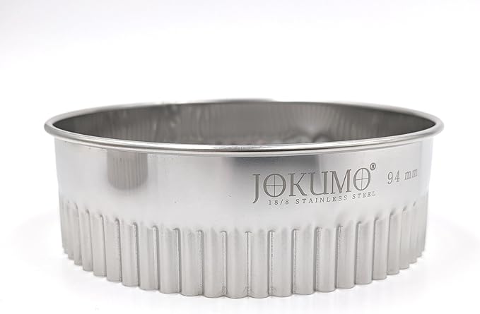 11 Piece Graduated Sizes Fluted Edge Round Pastry/Cookie Cutter Set Heavy Duty 18/8 304 Stainless Steel – Metal Engrave Size –Tin Storage Box for Scones, Pastries, Baking, Desserts, Muffins,