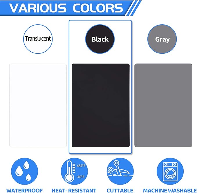 Warome Silicone Mat,36"x 23.6" Heat Resistant Mats for Countertop Protector,Nonstick Silicone Craft Mat/Placemats,Washable Silicone Mats for Kitchen Counter,No Creases Counter Mat-Black