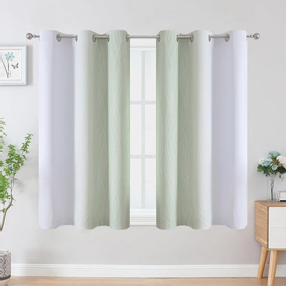 Sage Green and Greyish White Ombre Blackout Curtains - Image 2