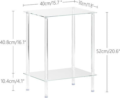 Tempered Glass Side Tables Set of 2 Acrylic End Table - Image 3