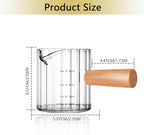 Espresso Measuring Cup 3 Oz, Espresso Glass Cups with Wood Handle, Milk Frothing Cup, Espresso Cup for Coffee, Milk, Tea or Maple Syrup Serving