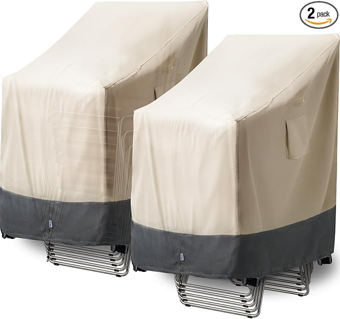 Extra Heavy Duty Stackable Patio Chair Covers Waterproof 2 Pack, Patio by Kikcoin