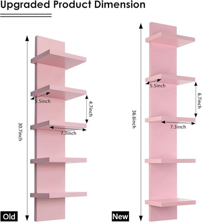 Homaterial 5 Tier Wall Shelf Unit, Decorative Wall Mount Vertical Shelving - Image 3