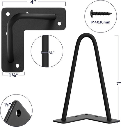 SMARTSTANDARD 7 Inch Heavy Duty Hairpin Furniture Legs, Metal Home DIY Projects - Image 2