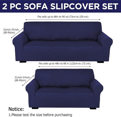 Peryiter 2 Pcs Sofa Covers Couch and Loveseat Covers Set Stretch Sofa Slipcover - Image 2