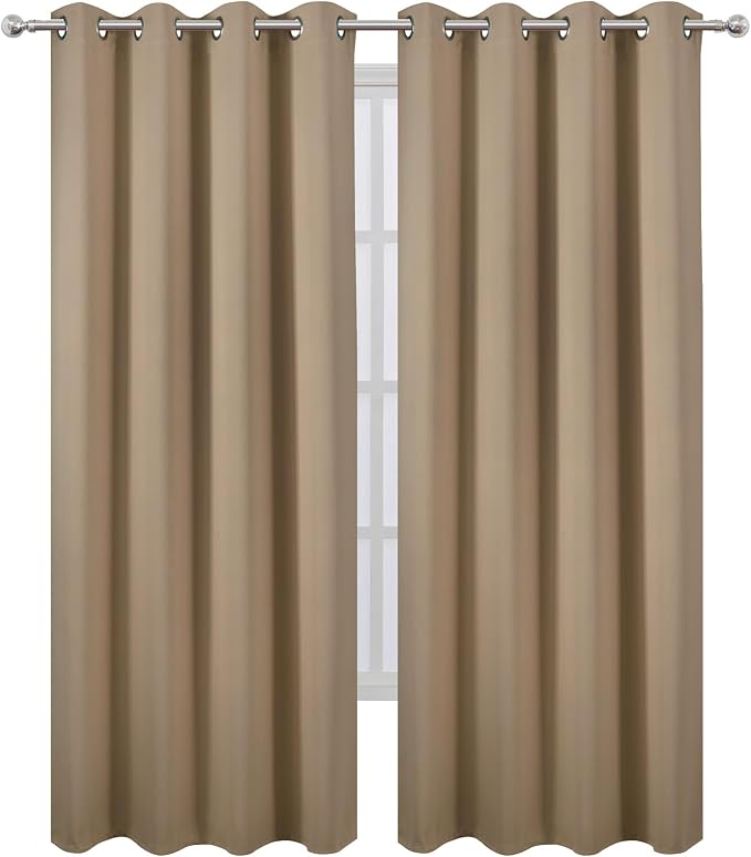 Blackout Curtains 52 x 108 inch/Natural Curtains Set of 2 Panels/Thermal - Image 2