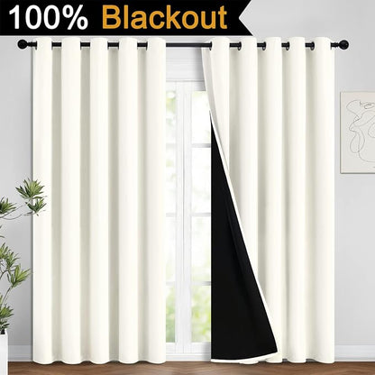 Yakamok Full Blackout Curtains 84 Inches Long, 2 Thick Layers Grommet Top - Image 2
