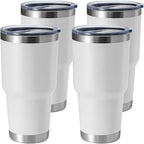 HASLE OUTFITTERS 30oz Stainless Steel Tumbler, Double Wall Vacuum Insulated Travel Mug Tumbler, Durable Insulated Coffee Mug, Gift Box Set (White, 4)