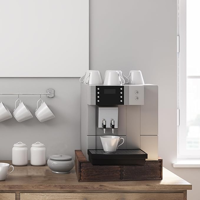 Suzile Coffee Pods Storage Holder Cabinet Vintage Countertop Storage Drawers Wooden Cup Organizer Under Brewe for Home Office Accessories(2 Drawer)