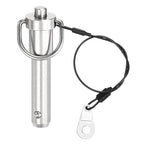 uxcell 1 Pcs Quick Release Pin, 1/2" x 1.5"(Dia. x L) Push-Button Ball Locking Pin 304 Stainless Steel Ring Handle Locking Pin with Wire for Audio Bimini Top Marine, Silver