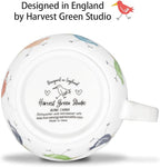 Birds Mugs for Daily Coffee and Tea, Premium 20 oz Bone China Coffee Tea Hug Mug, Perfect Holiday and Birthday Gift for Bird Lovers, Designed in England by Harvest Green Studio