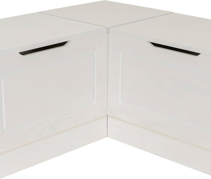 Linon Harris White Solid Pine Backless Nook - Image 19