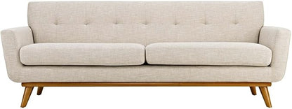Modway Engage Mid-Century Modern Upholstered Fabric Sofa in Beige by Modway