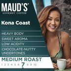 Maud's Kona Coffee Pods, 50ct, Medium Roast Coffee in Recyclable Single Serve Pods – 100% Arabica Coffee, Compatible with Keurig K Cups Maker