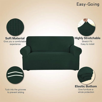 Easy-Going Stretch Loveseat Couch Covers Washable Dark Green | 1-Piece Loveseat - Image 3