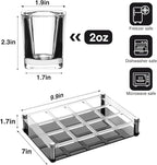 Ruckae 12 Pack 2 OZ Shot Glasses Set with Pallets Heavy Base Clear Square Shot Glasses Bulk for Vodka Tequila Whiskey Liquor