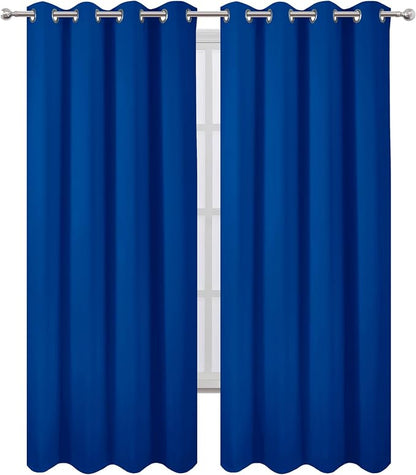 Blackout Curtains 52 x 90 Inch Long Royal Blue Curtains Set of 2 Panels Room - Image 2