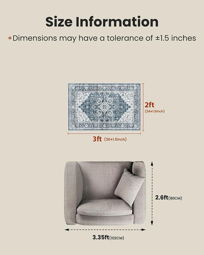 AMADA HOMEFURNISHING 2x3 Washable Area Rug, Low-Profile Entryway Rug - Image 2