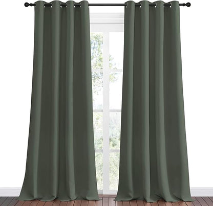 NICETOWN Dark Mallard Blackout Draperies Curtains - Image 2