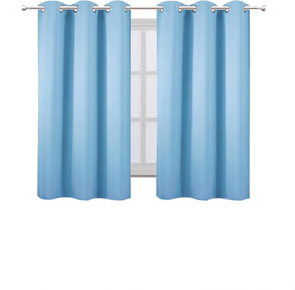 Sky Blue Blackout Curtains 34 x 54 Inch Length/Set of 2 Curtain Panels/Thermal - Image 2