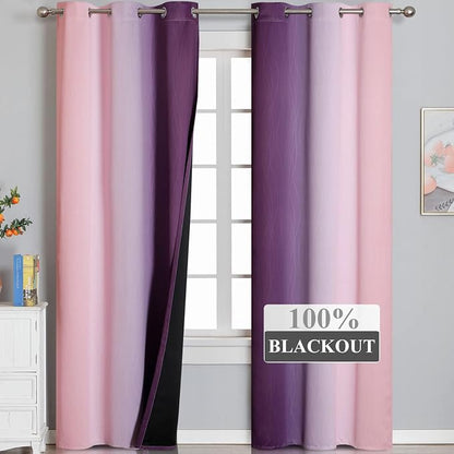 Pink and Purple Ombre Blackout Curtains - Image 2