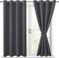 Blackout Curtains for Bedroom, Dark Grey, 52 x 45 Inch, 2 Panels | Thermal by Hiasan