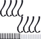 8 Pack Hanging Coat Hooks Wall Mount, Coat Hanger Wall Hangers, Metal Hooks for Hanging Heavy Duty, Screw in Hooks for Hanging Towels, Clothes, Backpack, Hat, Bag, Jacket, Key, Robe, Backpack Black