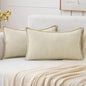 MIULEE Decorative Lumbar Throw Pillow Covers 12x20 Inch Cream White 2 Pack | by MIULEE