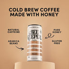 Beekeeper Coffee Cold Brew with Oregon Honey, Mixed Variety Pack, 8 fl oz Cans (Pack of 12), Ready-to-Drink Black, Caramel, Mocha & Vanilla Lattes