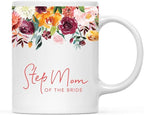Andaz Press 11oz. Wedding Ceramic Coffee Tea Mug Gift, Fall Autumn Burgundy Orange Peach Flowers Roses Florals, Step Mom of the Bride, 1-Pack, Includes Gift Box