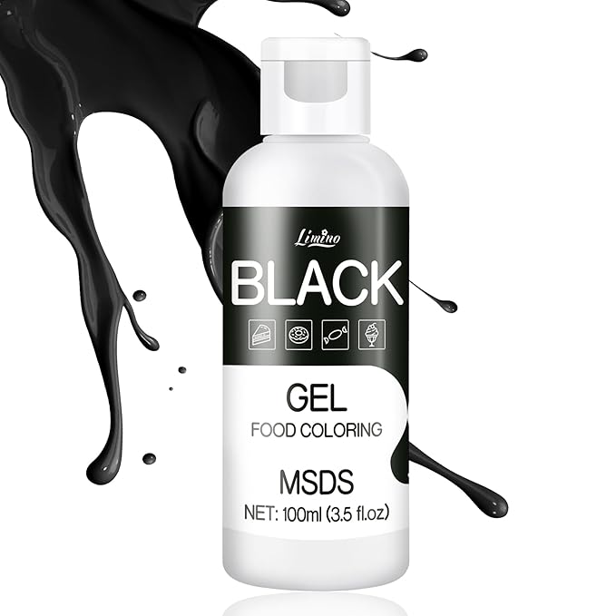Gel Food Coloring - 4.5oz Vivid Food Coloring Gel for Baking, Cake Decorating, Cookie, Fondant, Macaron - Tasteless Concentrated Edible Food Color Dye for Icing, Slime, Drinks, DIY Crafts (Black)