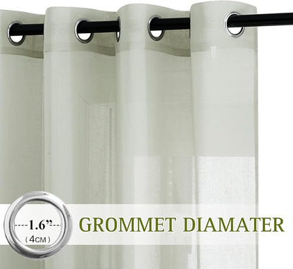 NICETOWN Linen Sheer Curtains Flax Textured, Grommet Top Casual Thick - Image 2