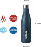 BJPKPK 17 oz Insulated Stainless Steel Water Bottles Cola Shape Water Bottles for Travel,Wood Graphics Prussian Blue