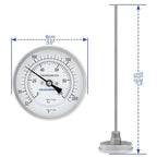 MEASUREMAN Hot Water Bi-Metal Thermometer, 3" Dial, 12" Lead-Free Brass Stem, 32-212°F/0-100°C Range, 2% Accuracy, 1/2" NPT Mount