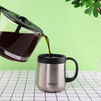 11OZ 330ML Stainless Steel Insulated Coffee Mug with Handle, Thermo Tumbler with Double Wall Vacuum Insulated Coffee Cup with 2 Lids