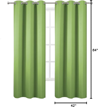 Light Green Blackout Curtains/42 x 84 Inch/Set of Two Panels Grommet Bedroom - Image 9