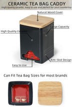 Ceramic Tea Bag Storage Organizer Caddy Holder with Lid (Navy)