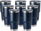 HASLE OUTFITTERS 30oz Stainless Steel Tumbler, Double Wall Vacuum Insulated Travel Mug Tumbler, Durable Insulated Coffee Mug, Gift Box Set (Navy, 8)