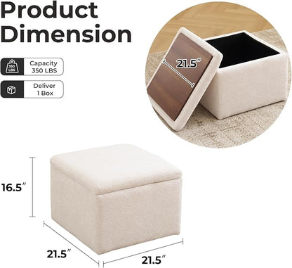 Cube Storage Ottoman, Chenille Ottoman Foot Stools, Ottoman Footstool - Image 2