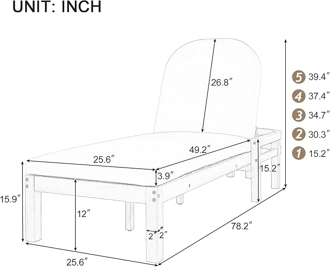 Outdoor Chaise Lounge Chair Set of 2, Patio Chaise Lounge Recliner - Image 2