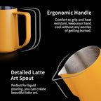 watchget Milk Frothing Pitcher 250ml/8oz Stainless Steel Espresso Steaming Jug with Matte Yellow Coating, Latte Art Coffee Frother Cup
