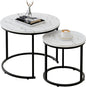 aboxoo Round Nesting Coffee Table Side Table Set of 2 End Tables by aboxoo